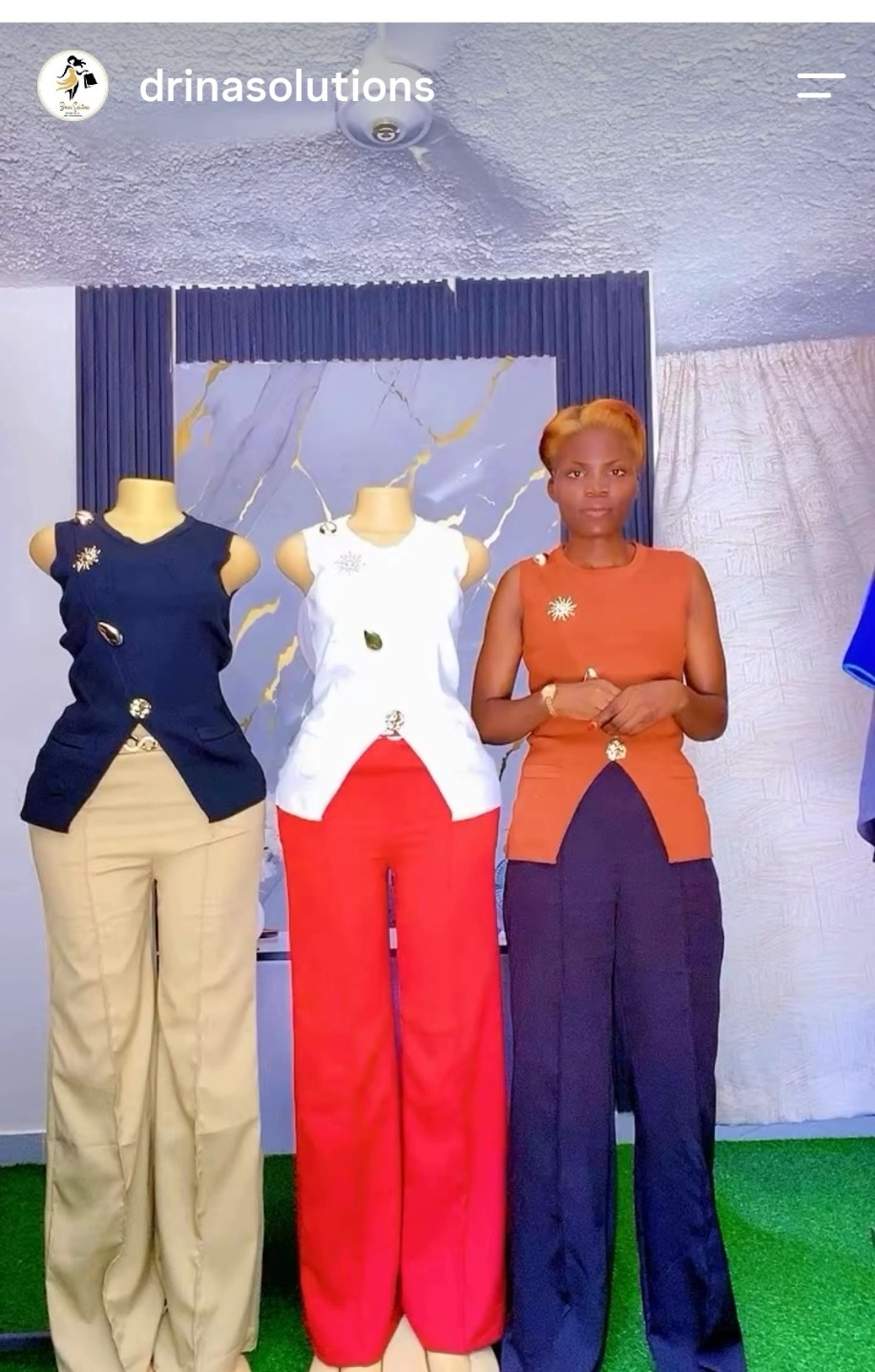 Sleeveless Split-Front Trouser Set in multiple colour combinations